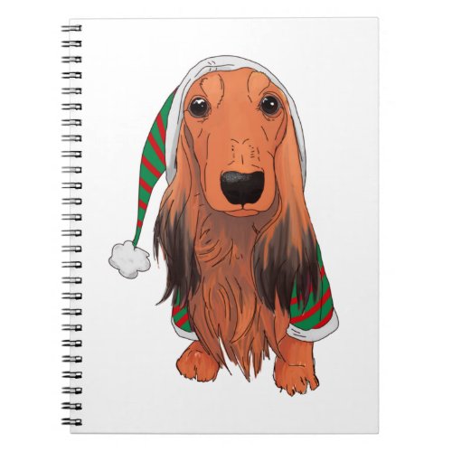 Christmas Dachshund_ Red longhaired    Notebook