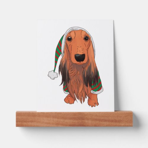 Christmas Dachshund_ Red longhaired    Picture Ledge