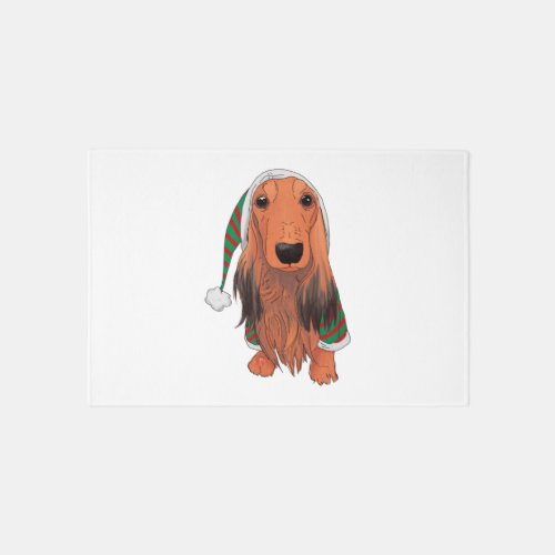 Christmas Dachshund_ Red longhaired    Rug