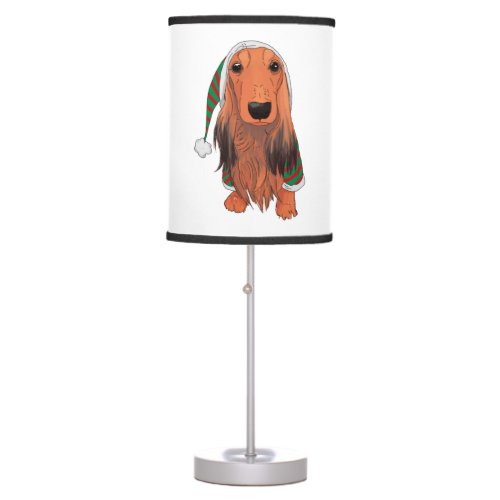 Christmas Dachshund_ Red longhaired    Table Lamp