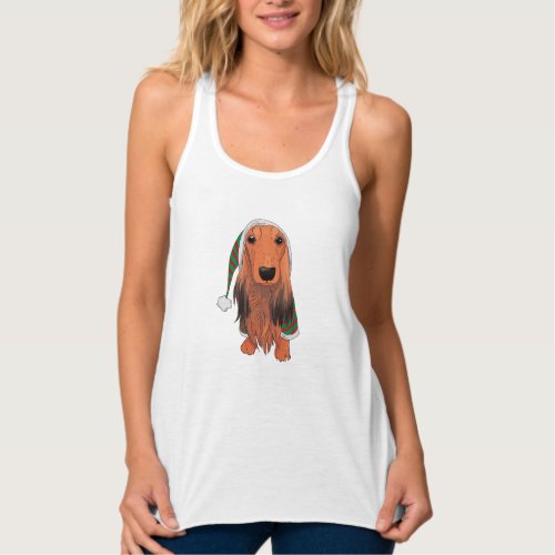 Christmas Dachshund_ Red longhaired    Tank Top