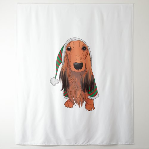 Christmas Dachshund_ Red longhaired    Tapestry