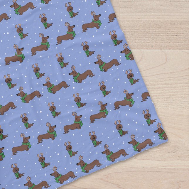 Christmas Dachshund Reindeer Cute Pattern Fleece Blanket (Creator Uploaded)