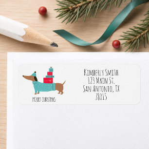 Christmas Dachshund Return Address Label