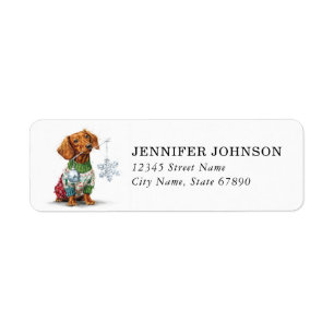 Christmas Dachshund Return Address Labels