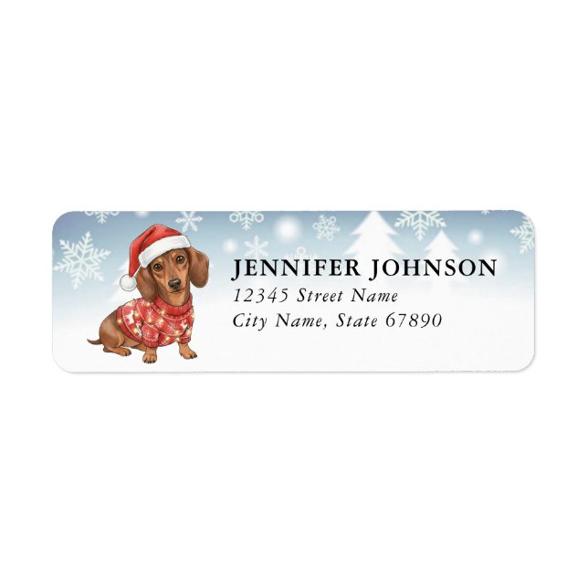Christmas Dachshund Return Address Labels (Front)