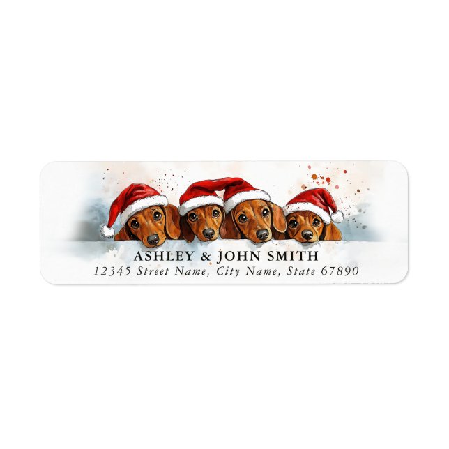 Christmas Dachshund Return Address Labels (Front)
