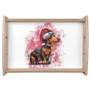Christmas dachshund serving tray