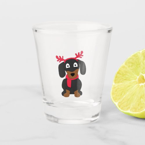 Christmas dachshund shot glass