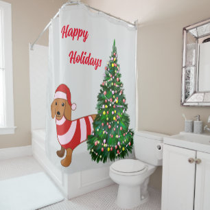 Christmas Dachshund Shower Curtain
