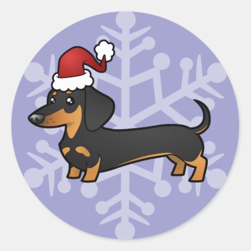 Christmas Dachshund smooth coat Classic Round Sticker