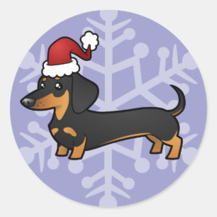Christmas Dachshund (smooth coat) Classic Round Sticker
