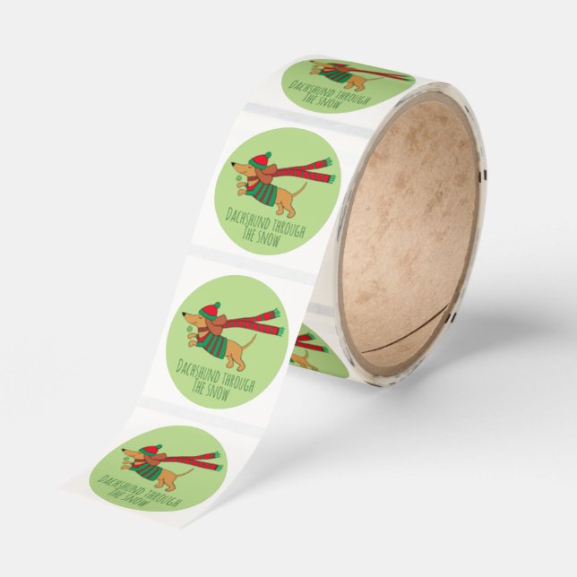 Christmas Dachshund Sticker (Roll)