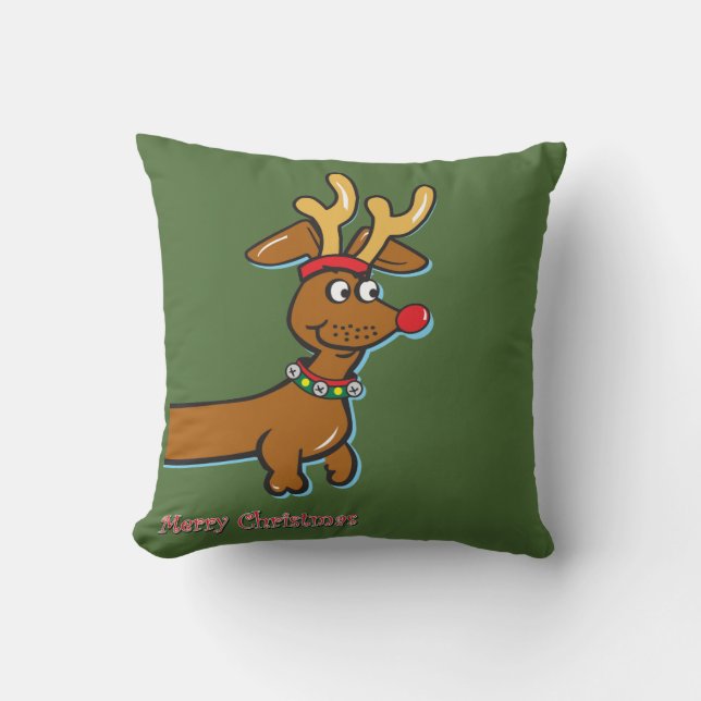 Christmas Dachshund Throw Pillow (Front)