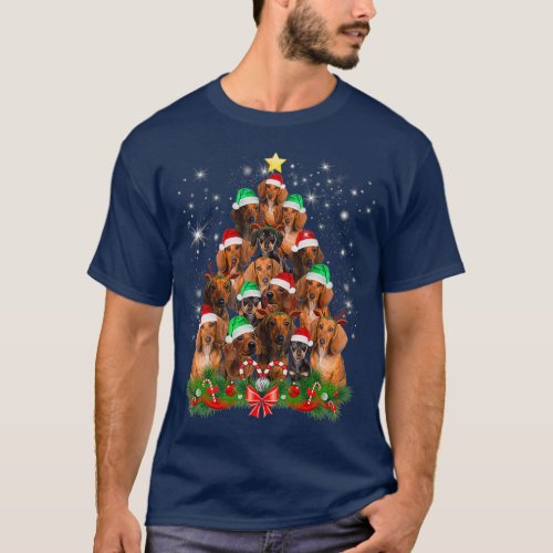Christmas Dachshund tree  Funny Pajamas Xmas T_Shirt