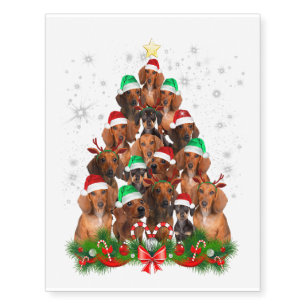 Christmas Dachshund Tree Funny Pajamas Xmas Temporary Tattoos