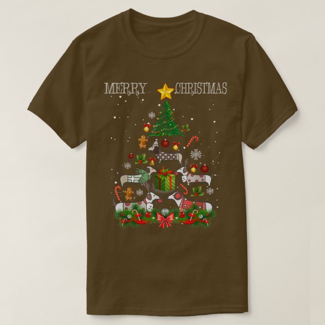 Christmas Dachshund Tree Matching Pajamas Xmas Dog T-Shirt (Design Front)