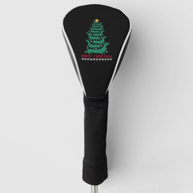 Christmas Dachshund Tree Merry Xmas Doxie Dog Love Golf Head Cover (Front)