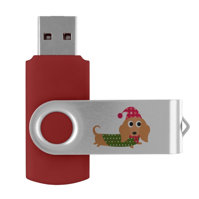 Christmas Dachshund USB Drive (Opened)