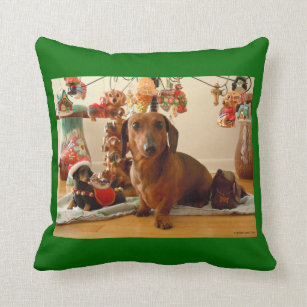 dachshund christmas throw pillows