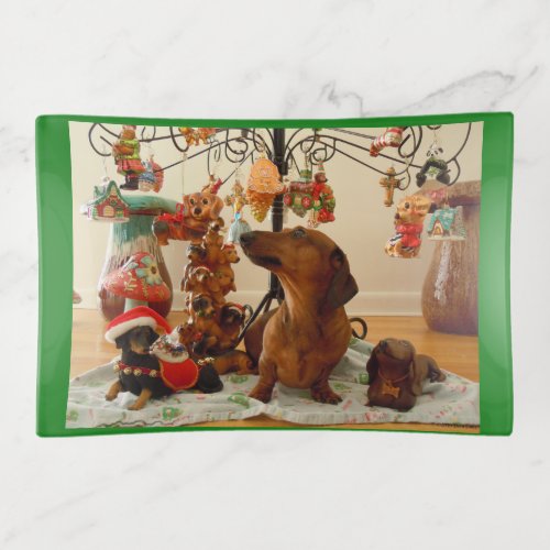 Christmas Dachshund Version 2 Trinket Tray