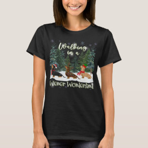 Christmas Dachshund Walking In A Wiener Wonderland T-Shirt