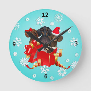 Christmas Dachshund Wall Clock