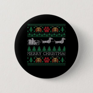 Christmas Dachshund Wiener Dog Dachshund Ugly Chri Button