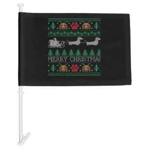 Christmas Dachshund Wiener Dog Dachshund Ugly Chri Car Flag