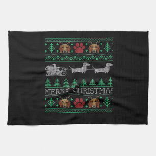 Christmas Dachshund Wiener Dog Dachshund Ugly Chri Kitchen Towel
