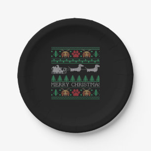Christmas Dachshund Wiener Dog Dachshund Ugly Chri Paper Plates