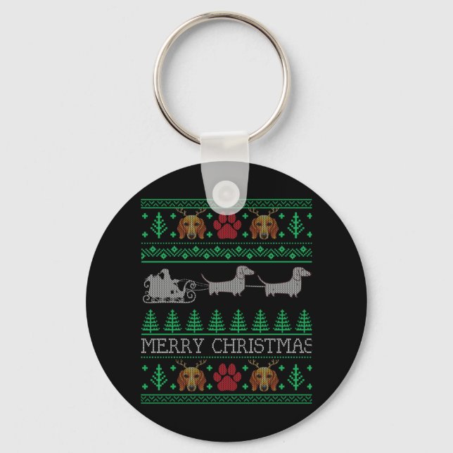 Christmas Dachshund Wiener Dog Keychain (Front)