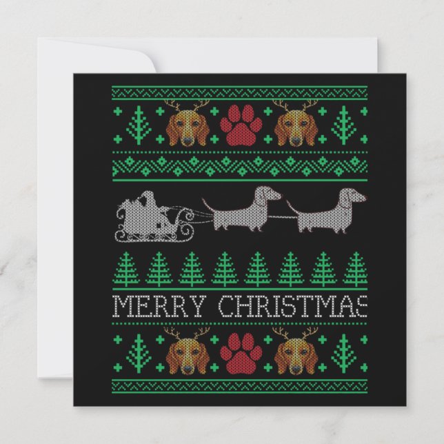Christmas Dachshund Wiener Dog Note Card (Front)