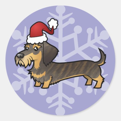Christmas Dachshund wirehair Classic Round Sticker