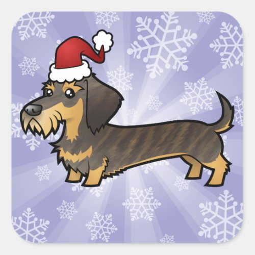Christmas Dachshund wirehair Square Sticker