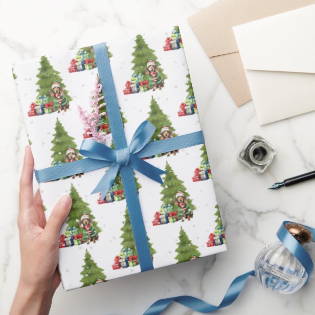 Christmas Dachshund With Gifts Wrapping Paper (Gifting)