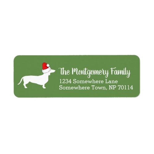 Christmas Dachshund with Santa Hat  Family Name Label