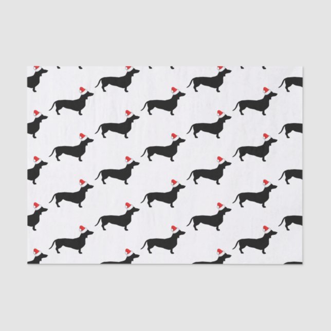 Christmas Dachshunds & Santa Hats Tissue Paper (Front)