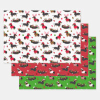 Christmas Dachshunds Wrapping Paper Sheets