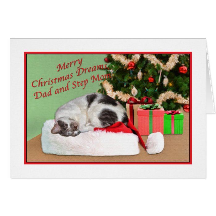 Christmas Dad And Step Mom Sleeping Cat Card Zazzle