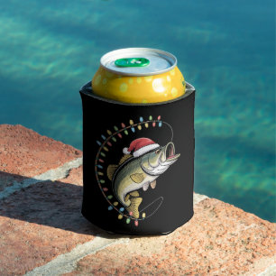 Christmas Dad Bass Fish Funny Fishing Fisherman Can Cooler