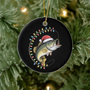 Christmas Dad Bass Fish Funny Fishing Fisherman Ceramic Ornament
