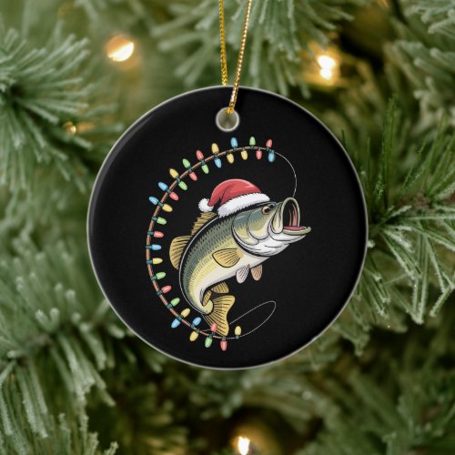 Christmas Dad Bass Fish Funny Fishing Fisherman Ceramic Ornament