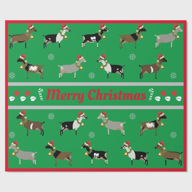 Christmas Dairy Goat Herd Wrapping Paper (Flat)