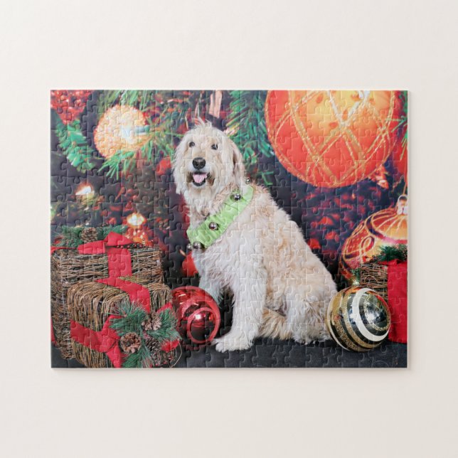 Christmas - Daisy - Goldendoodle Jigsaw Puzzle (Horizontal)
