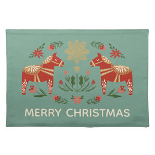 Christmas Dala Horse Cloth Placemat