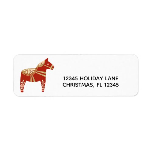 Christmas Dala Horse Return Address Label