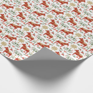 Christmas Dala Horse white Wrapping Paper