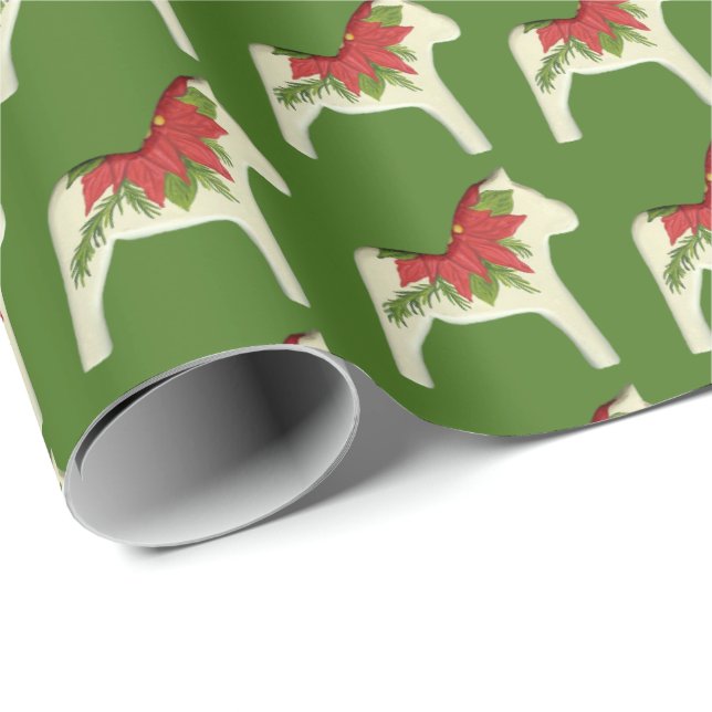 Christmas Dala Horse Wrapping Paper (Roll Corner)