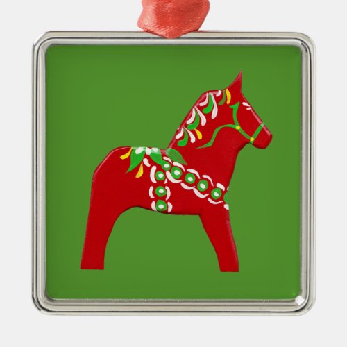 Christmas Dala Horses Metal Ornament